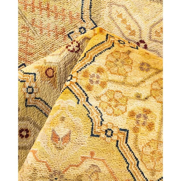 Eclectic Green 6 ft. x 12 ft. Geometric Wool Indoor Runner Rug