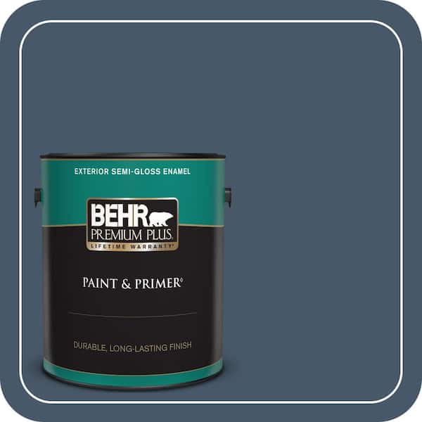 BEHR PREMIUM PLUS 1 gal. #QE-55 Harbour Semi-Gloss Enamel Exterior Paint & Primer
