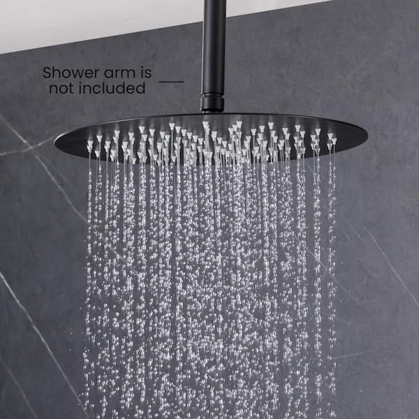 3-Spray Patterns with 1.75 GPM 12 in. Wall Mount Mist, Rain Fixed Shower Head with Pressure Balance in Matte Black