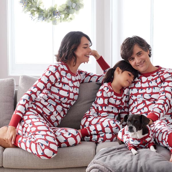 The Company Store Company Cotton Organic Family Snug Fit Sheep Men's Large  Red/White Long-Sleeve Set 60017 - The Home Depot