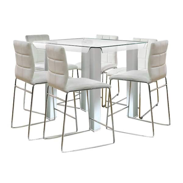 Unbranded James 39.38 in. Rectangle White Glass with Metal (Seats 6)