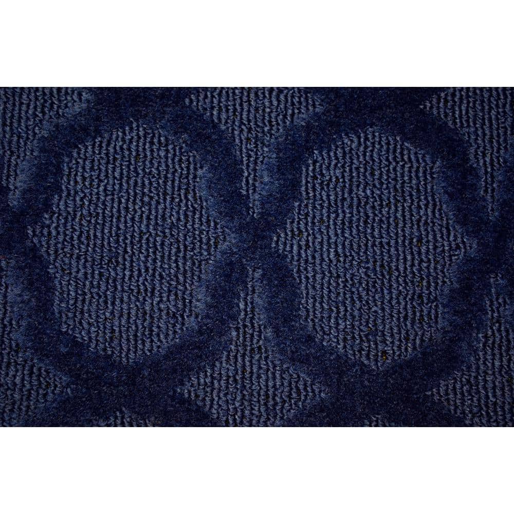Navy Tufted Rectangular Non-slip Synthetic Area Rug 3' x 5'