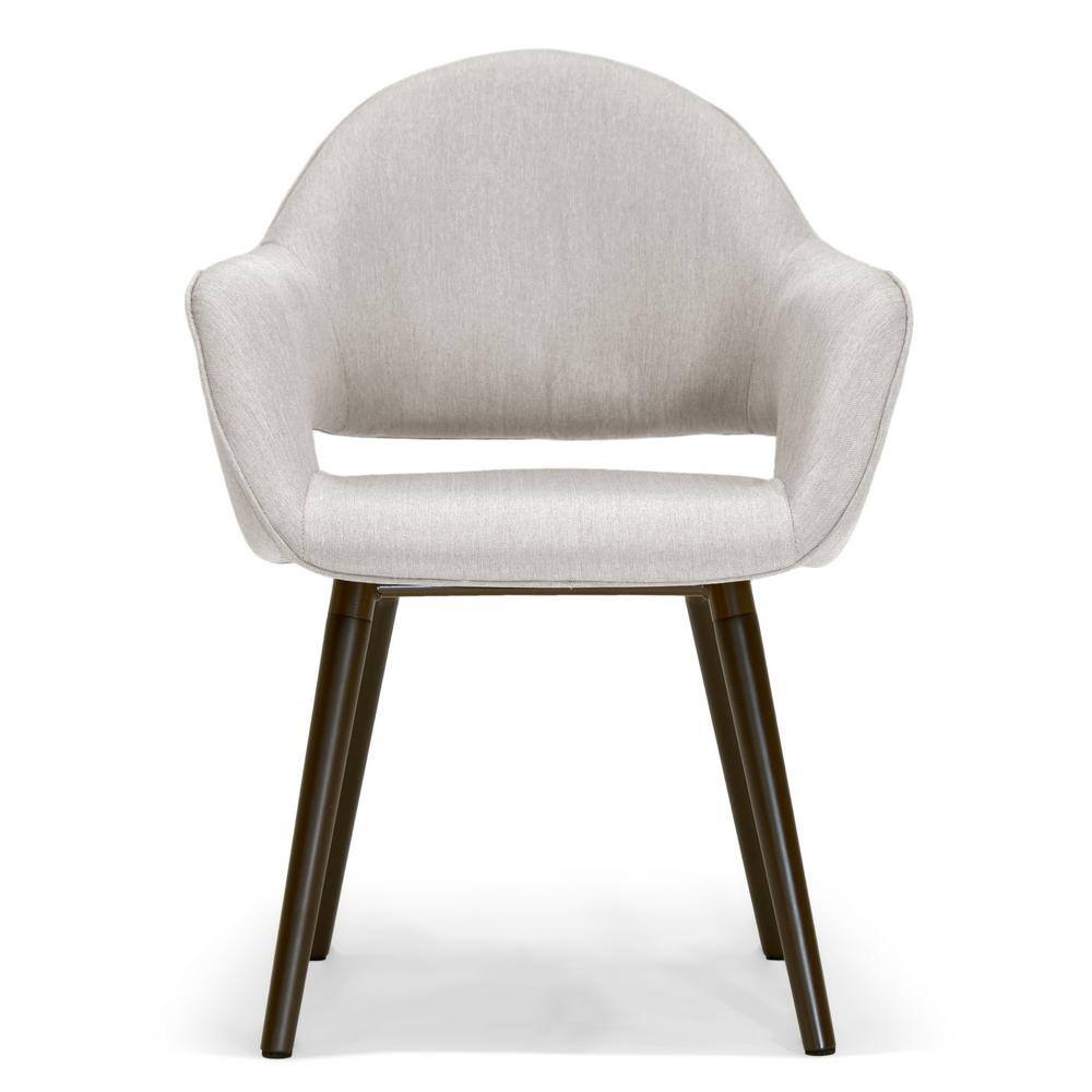 Beige Upholstered High Back Mid-Century Arm Chair