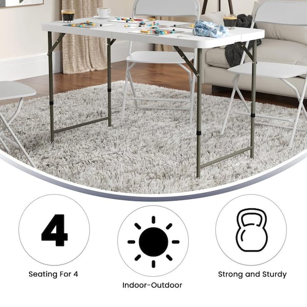 Carnegy Avenue 47.75 in. Granite White Plastic Tabletop Metal