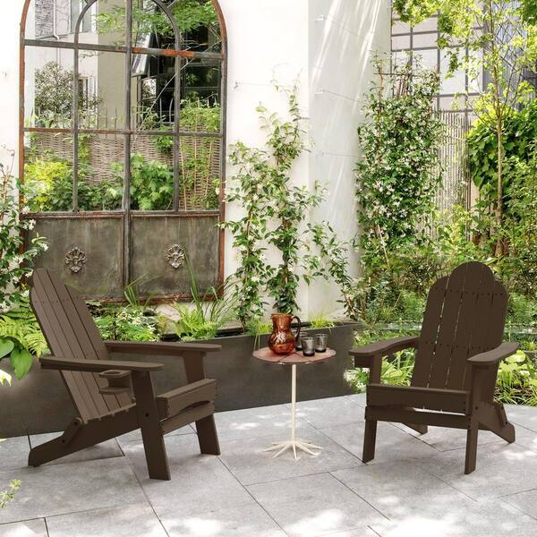 LUE BONA Chocolate Brown HIPS Plastic Folding Adirondack Chair (2