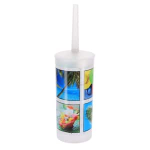 Island Toilet Brush and Holder - Decorative Plastic Bathroom Accessory