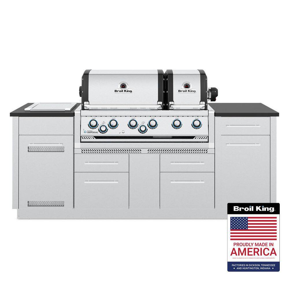 Imperial S 690i 6-Burner Built-In Island Propane Gas Grill with Side Burner and Rear Rotisserie Burner