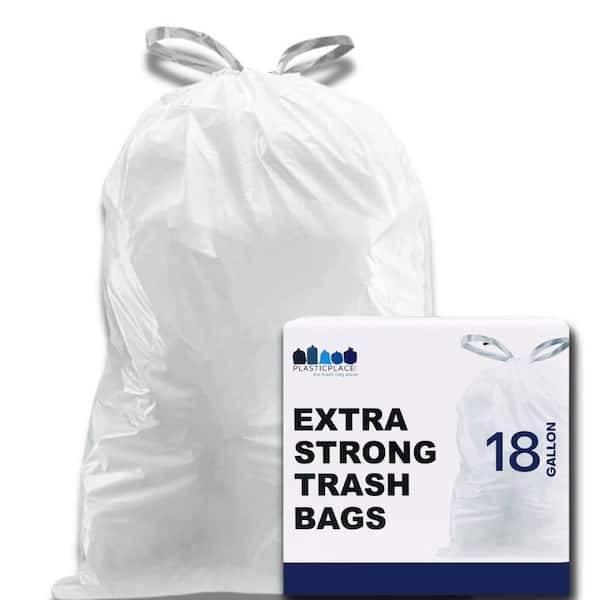 Plasticplace Trash Bags simplehuman (X) Code R Compatible (200 Count) White Drawstring Garbage Liners 2.6 Gallon / 10 Liter 16.5 x 18