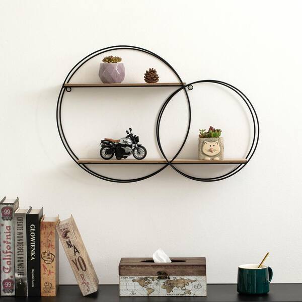 Vintiquewise Interlinked Round Wall-Mounted Shelf Sturdy Metal