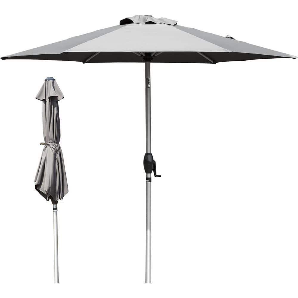 DOMI 7.5 ft. Aluminum Market Push Button Tilt Patio Umbrella in Gray price history on PriceWatchPro
