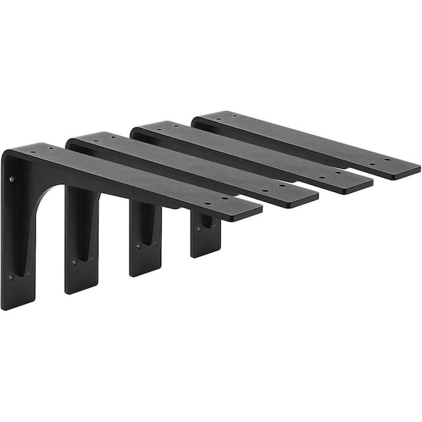 Heavy Duty 10x 6 Shelf Brackets L Shape Metal Support Max Load 320 lbs. Matte Black 4-Pack