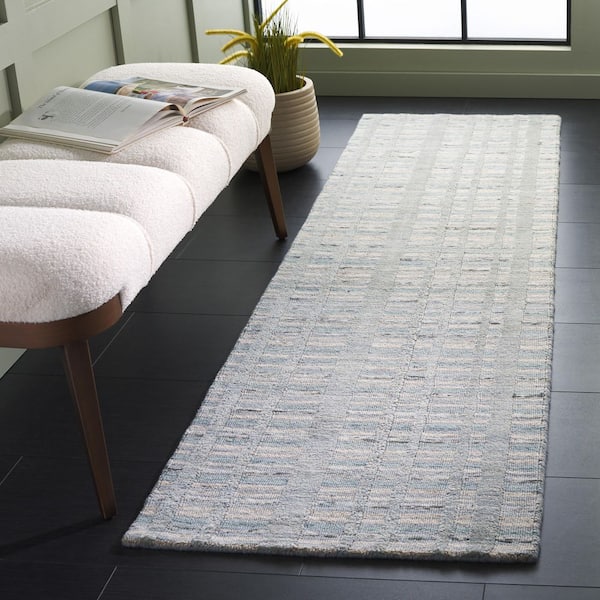 Fifth Avenue 2 ft. x 8 ft. Teal Scandinavian Striped Runner Rug