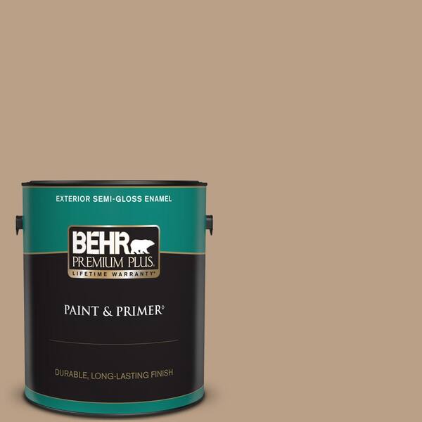 BEHR PREMIUM PLUS 1 gal. #ICC-52 Cup of Cocoa Semi-Gloss Enamel Exterior Paint & Primer