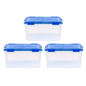 15 Gal. WeatherPro Plastic Storage Box with Blue Lid (3-Pack)