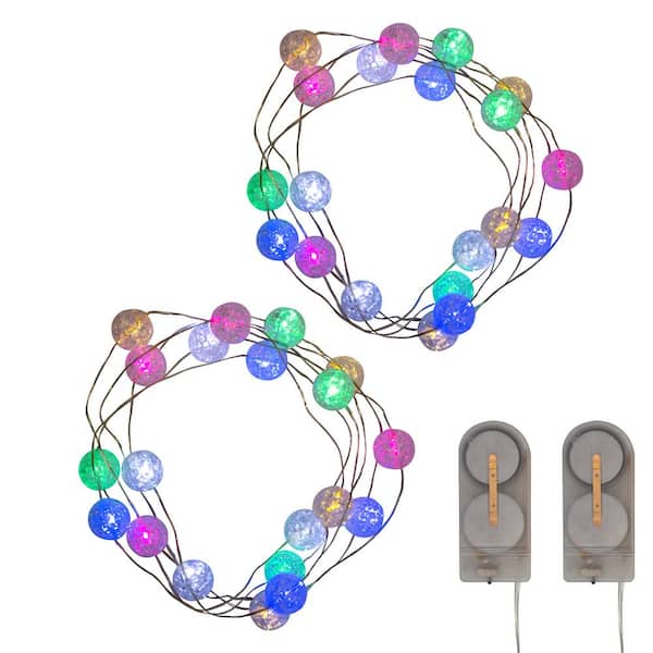 Battery Operated Crackle Globe String Lights, Multicolor - (Set of 2)