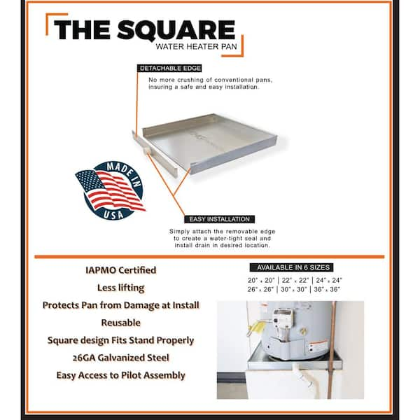 The Square Water Heater Pan with Detachable Front (36 x 36 x 2-1/2)