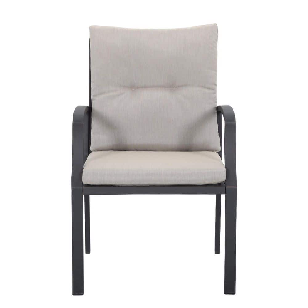 Black Aluminum Frame Outdoor Dining Chair with Beige Cushions for Outdoor, Garden and Patio (2-Pack) price history on PriceWatchPro