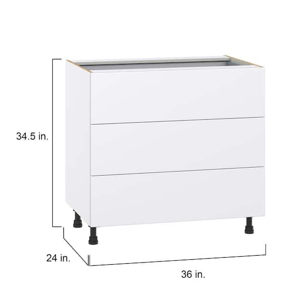 J COLLECTION Fairhope Bright White Slab Assembled Base Kitchen Cabinet with 4 Drawers (36 in. W x 34.5 in. H x 24 in. D)