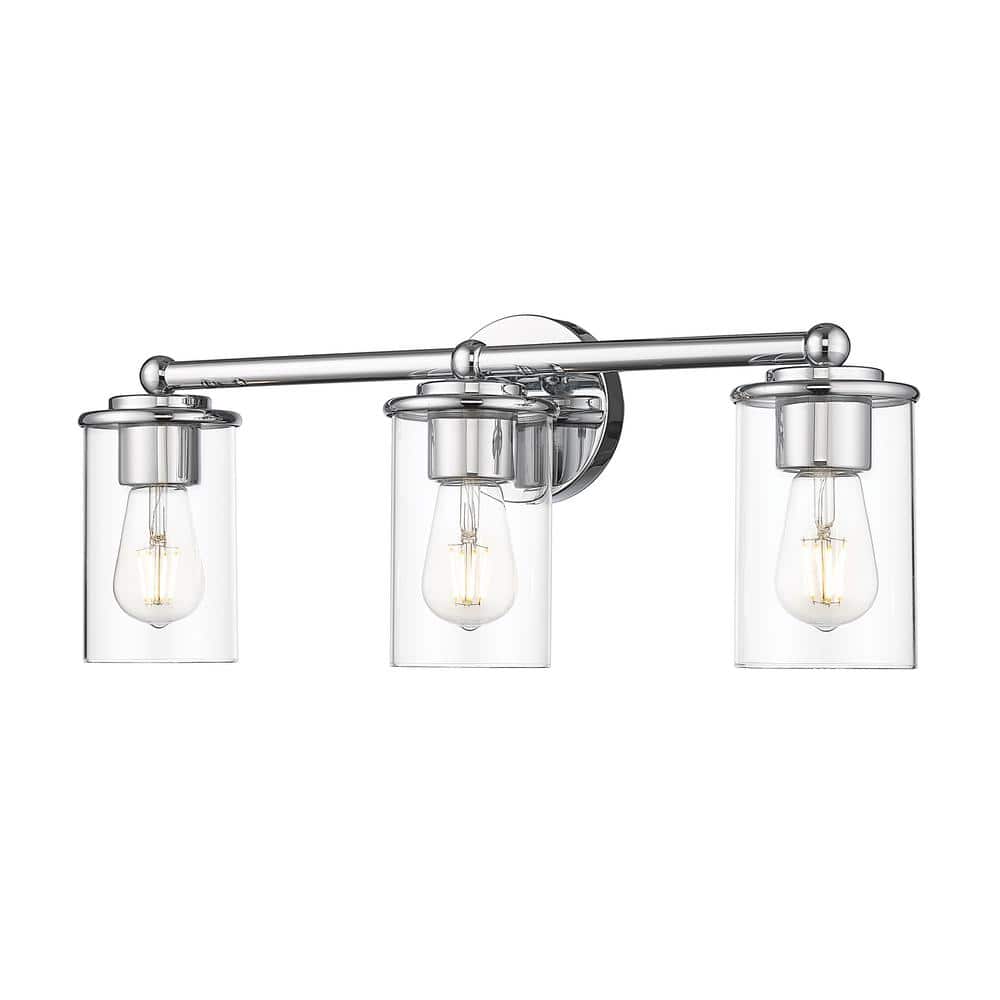 Thayer 22.5 in. 3-Light Chrome Vanity Light with Clear Glass Shade with No 