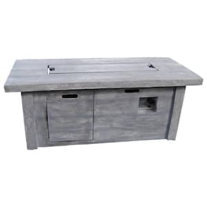 Earth 58 in. W x 24 in. H Outdoor Concrete Propane Grey Fire Pit Table with Lid and Cover