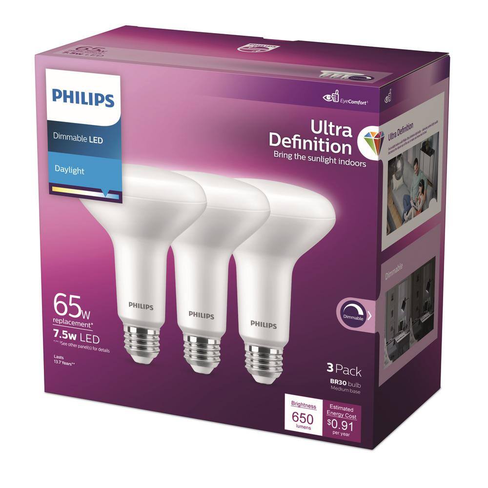 Philips Ultra Definition 65W Dimmable Daylight LED Flood Light Bulbs