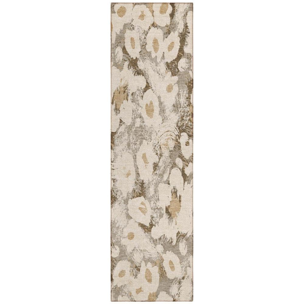 Khaki 2 ft. x 8 ft. Woven Floral Runner Indoor/Outdoor Area Rug price history on PriceWatchPro
