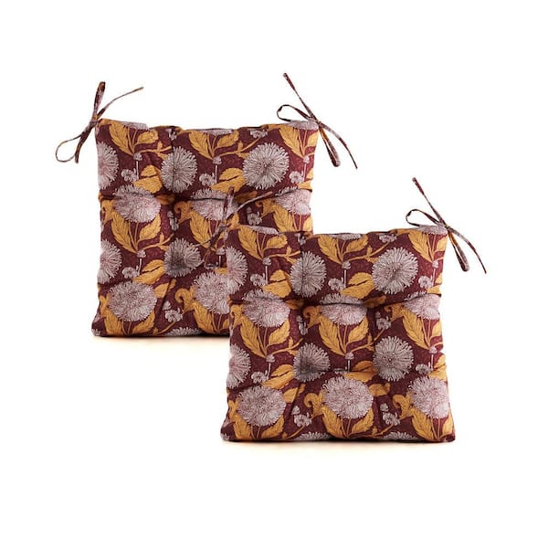 Outdoor Cushions Round Back Seat Cushions Set of 2 Wicker Tufted Pillows for Outdoor Furniture Floral Red