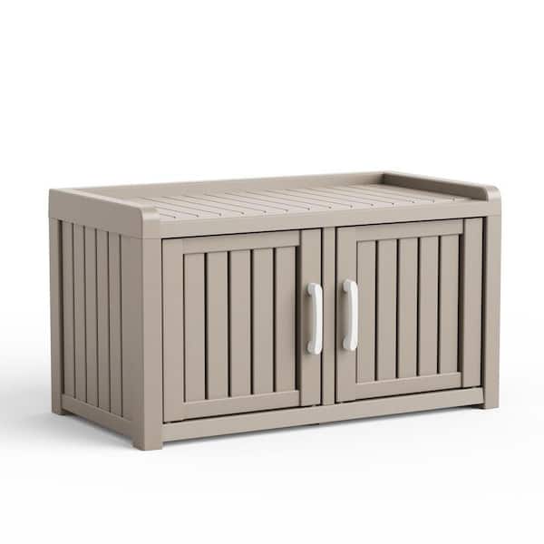 Ama pear Grey 32 in. W x 17 in. D x 18 in. H Resin Outdoor Storage