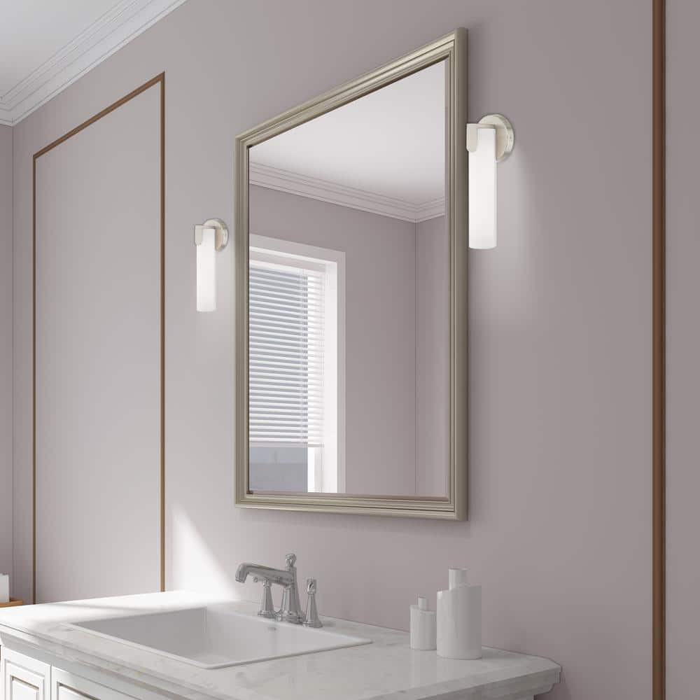 Lund 10W LED Brushed Nickel Wall Sconce with Satin White Shade