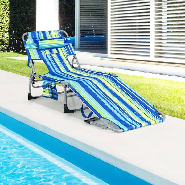 FORCLOVER Metal Folding Beach Chair with Pillow