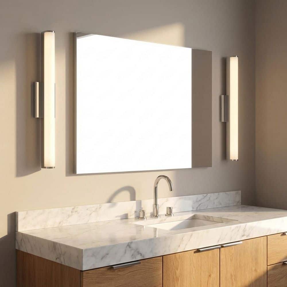 Cavitt 18 in. W x 3 in. H Chrome Modern LED 1-Light Indoor Dimmable Bathroom Wall Sconce with White Acrylic Diffuser price history on PriceWatchPro