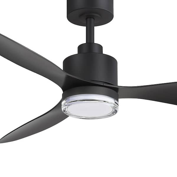 Anselm 52 in. Integrated LED Indoor Standard Black Ceiling Fan with Light, Downrod, Black Blade and Remote Included