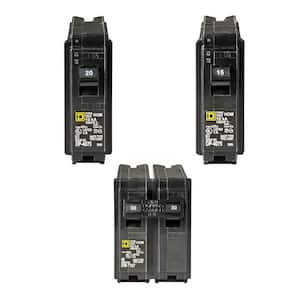 Homeline 1-20 and 1-15 Amp Single-Pole, and 1-30 Amp 2-Pole Circuit Breakers (3-pack)