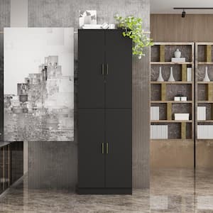 70.9 in. H x 23.2 in. W Black 6-Shelf Standard Bookcase, Storage Cabinet, Sideboard with Adjustable Shelves and 4 Doors