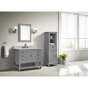 Hamilton 43 in. W x 22 in. D x 35 in. H Open Shutter Bathroom Vanity Cabinet in Grey with Grey Granite Top