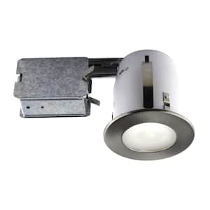 4-in. Brushed Chome Recessed Fixture Kit for Damp Locations