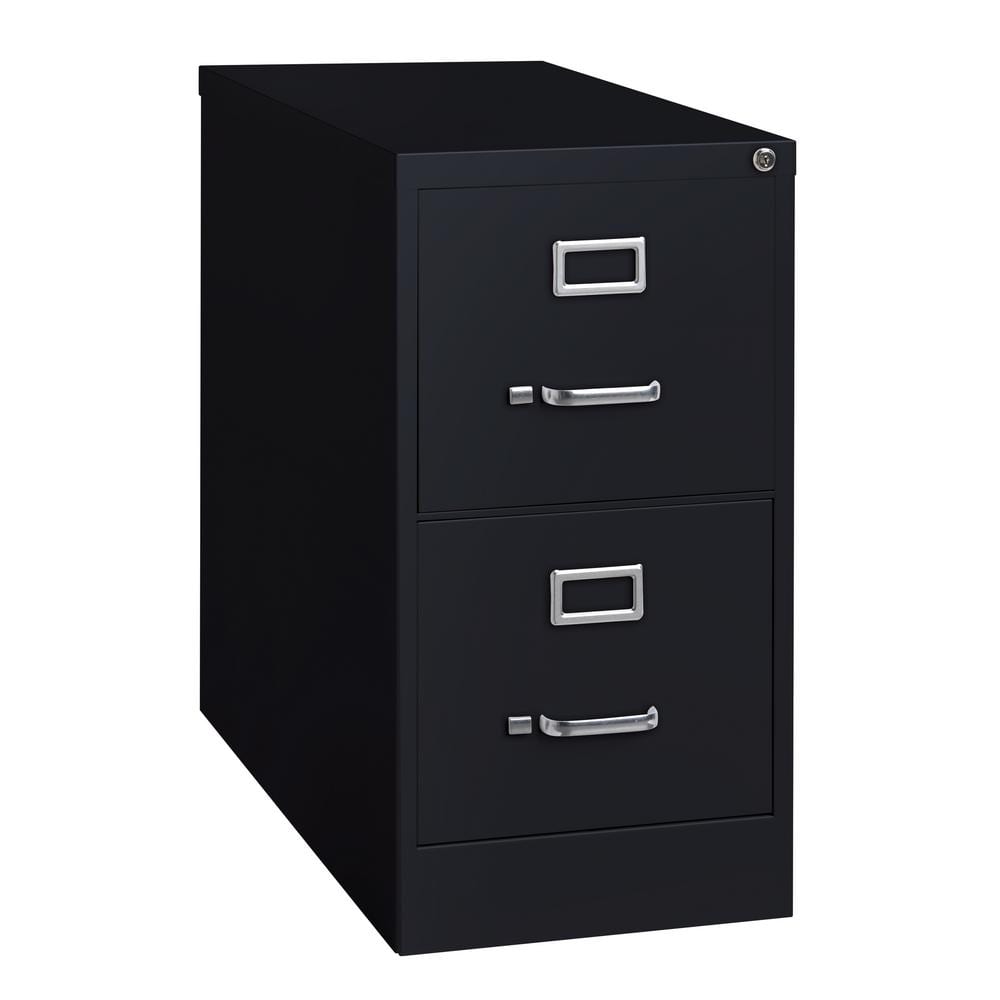 Black Steel Vertical 2-Drawer Lockable File Cabinet