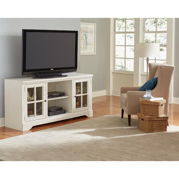 Progressive Furniture Charleston 66 in. Bone Wood TV Stand Fits TVs Up to 70 in. with Storage Doors