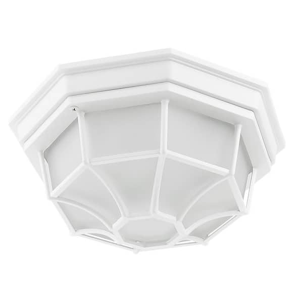 Acclaim Lighting Flushmount Collection 2-Light Textured White Outdoor Ceiling-Mount Light Fixture