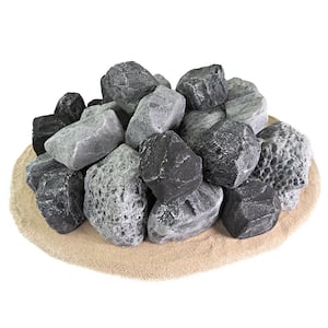 Lava Ceramic Rock Pebbles Fireproof Decorative Stones for Fire Pits and Fireplaces (24-Pack)