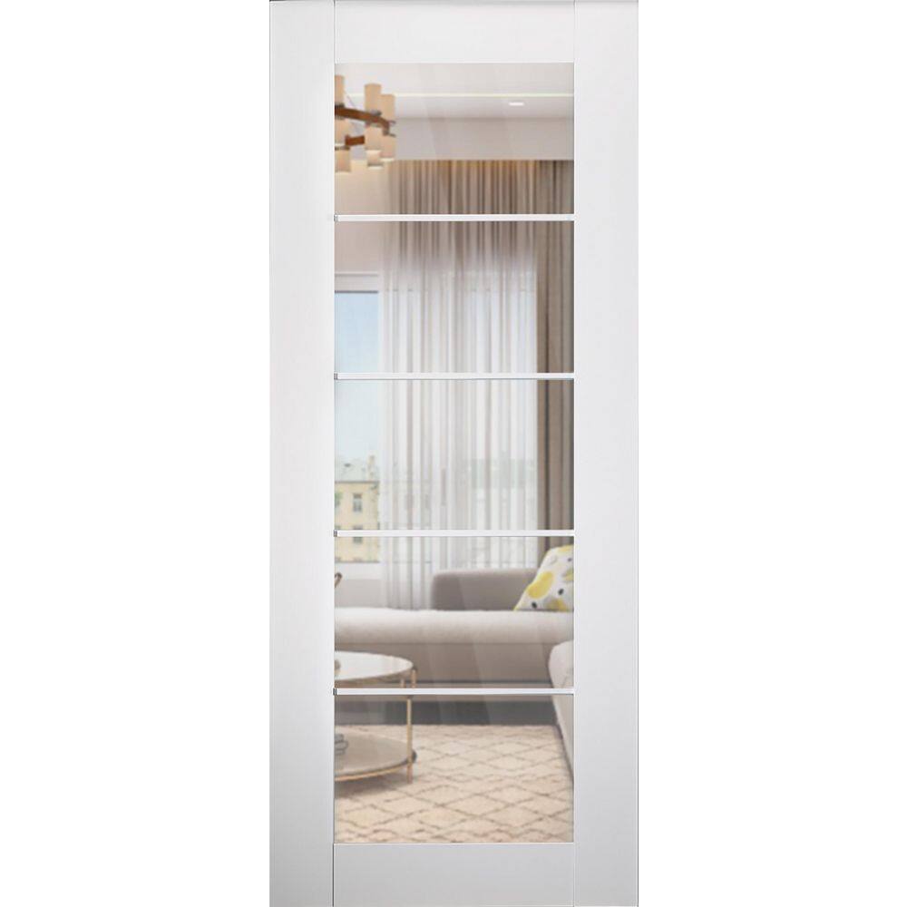 Smart Pro 5 Lite 24 in. x 96 in. Clear Glass No Bore Polar White Composite Core Wood Interior Door Slab price history on PriceWatchPro