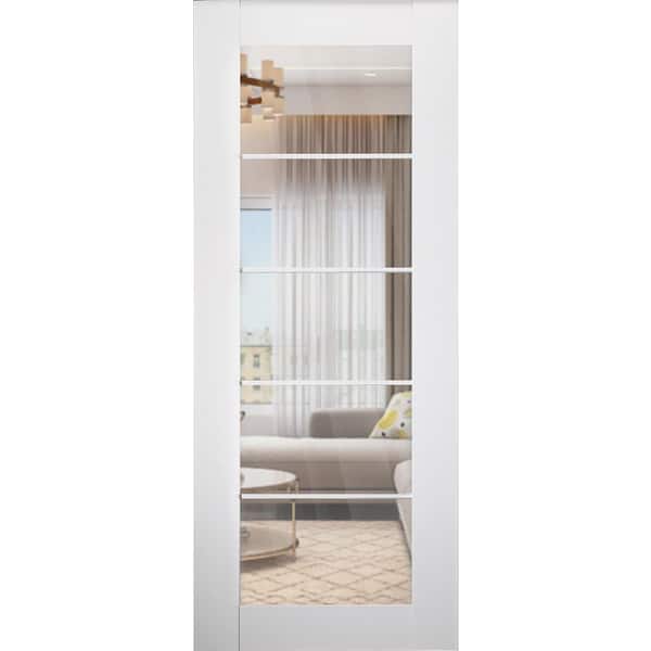 Smart Pro 5 Lite 36 in. x 96 in. Clear Glass No Bore Polar White Composite Core Wood Interior Door Slab