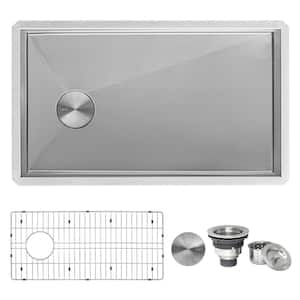 Slope Bottom Offset Drain 16-Gauge Stainless Steel 30 in. Single Bowl Undermount Kitchen Sink