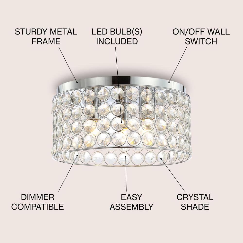 Ellen Crystal Chrome 15" LED Flush Mount Ceiling Light