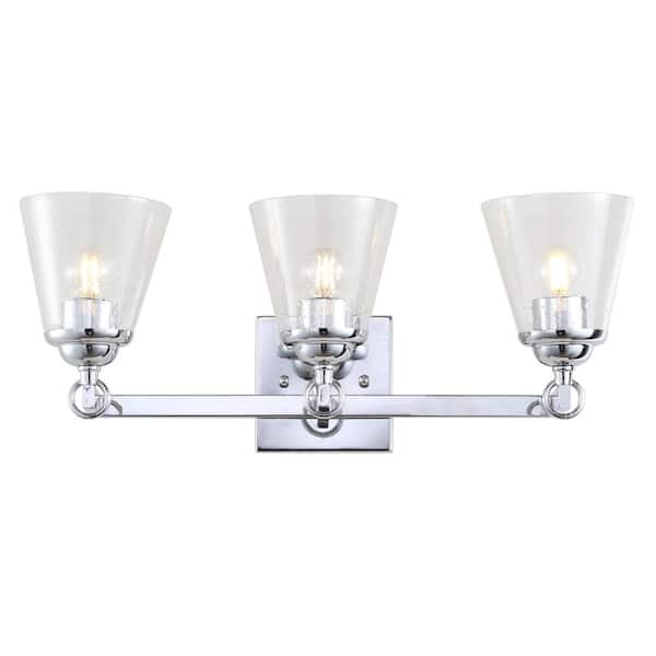 Marion 21 in. 3-Light Hurricane Metal/Glass Chrome Vanity Light
