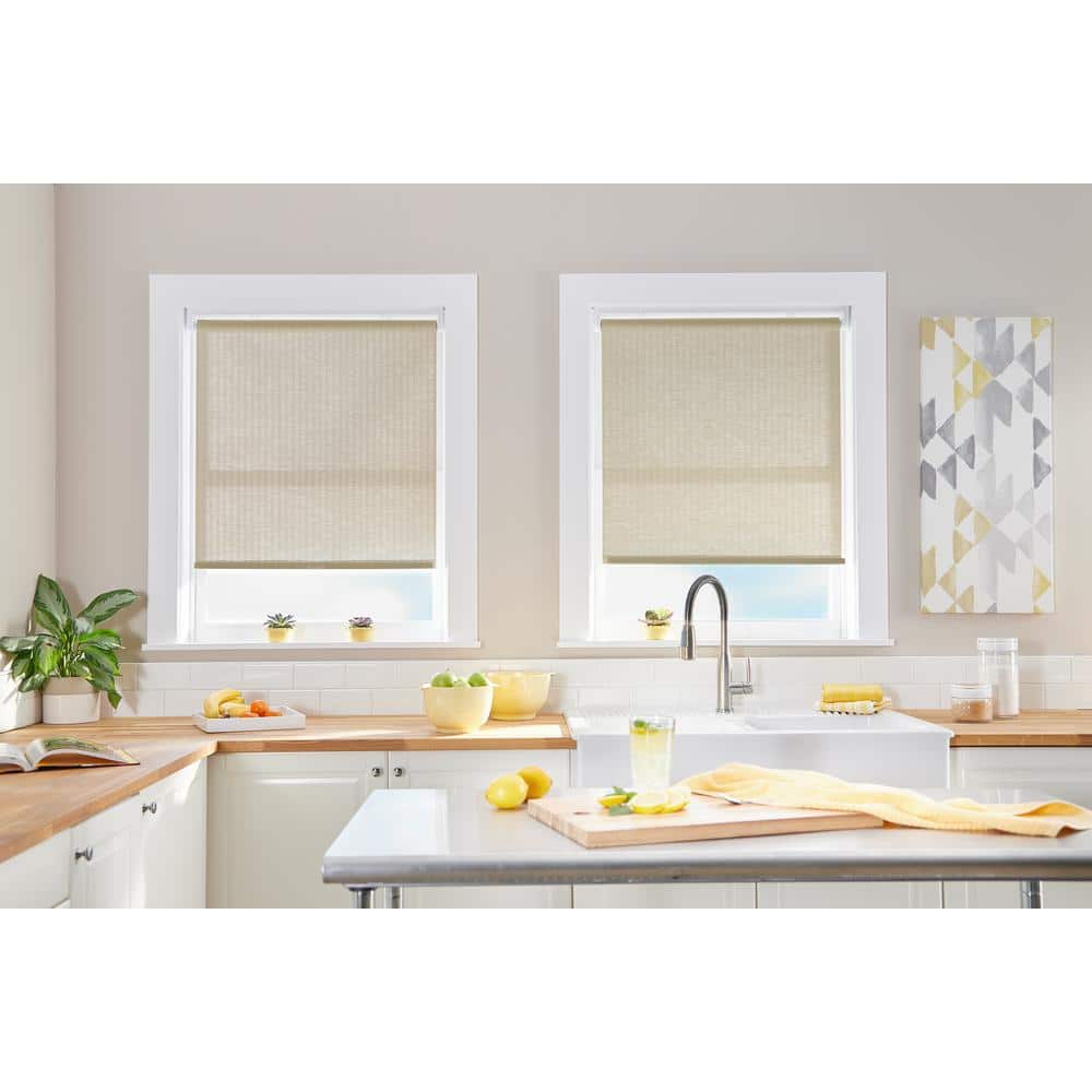 Cut-to-Size Linen Cordless Light Filtering Roller Shades 31 in. W x 64 in. 