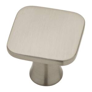 Lindley 1-3/16 in. (30 mm) Satin Nickel Square Cabinet Knob (10-Pack)