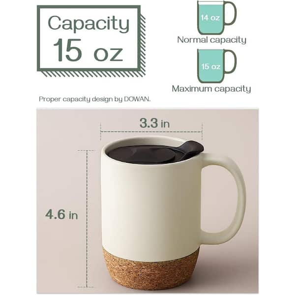 Source DHPO Coffee Mugs Set of 2, 15 OZ Ceramic Mug with Insulated Cork  Bottom and Splash Proof Lid, Large Coffee Mug with Handle on m.