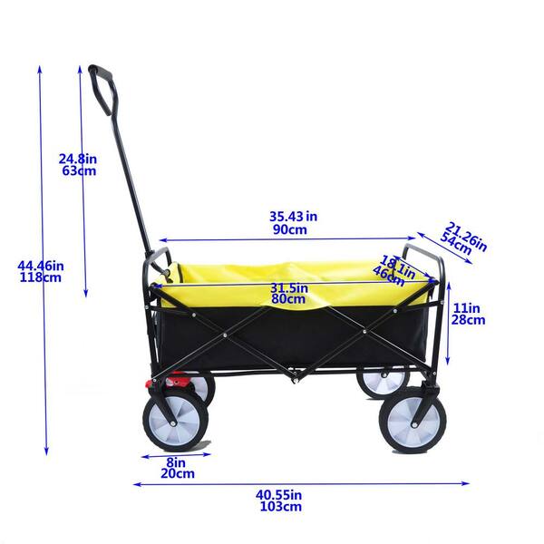 12.8 Cu. ft. Metal Wagon Garden Cart Truck, Yellow and Black, Outdoor Garden, Carrying Objects, Model XL