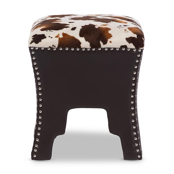 Baxton Studio Sally Traditional Cow Print Fabric Upholstered